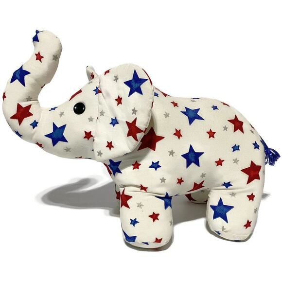 Patriotic Elephant Plush Red White and Blue Stars 16  x 12 - Picture 4 of 7